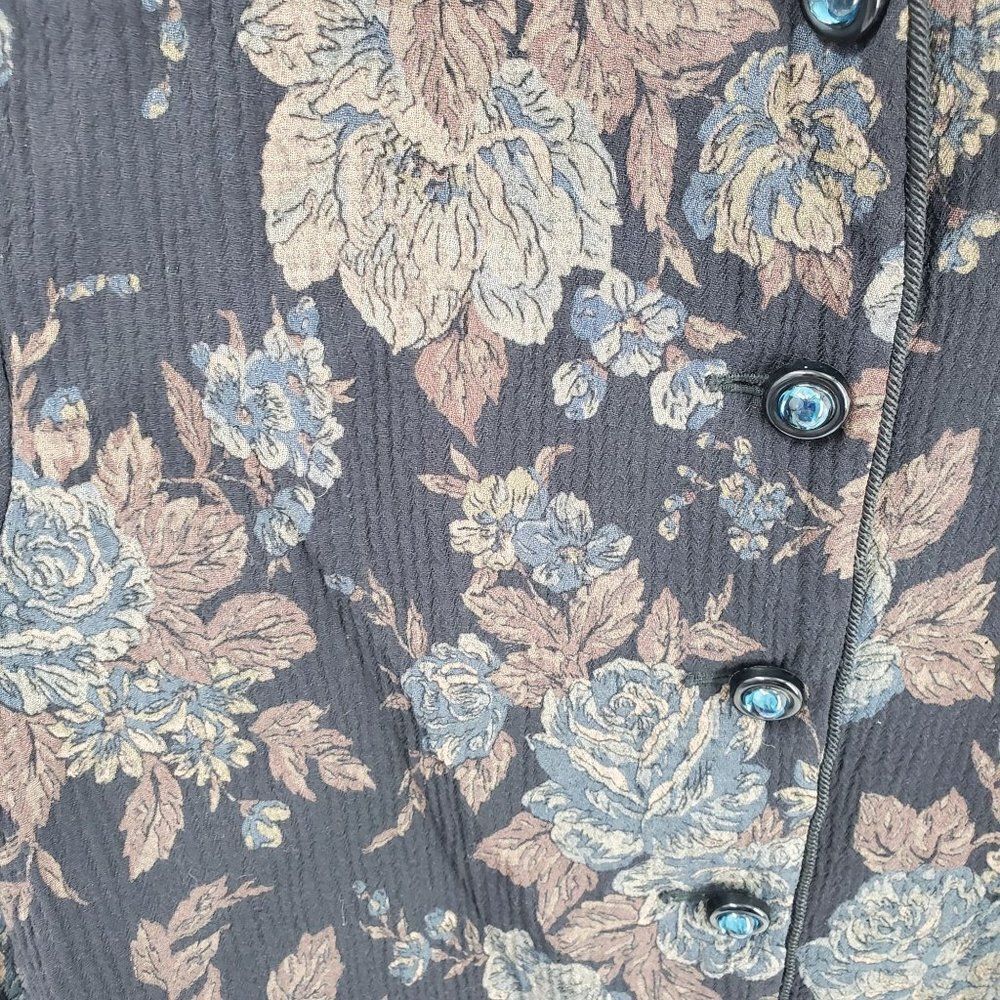 Vintage Adele Simpson Womens Jacket Wool Button Front Floral Black XL Read - Picture 2 of 9